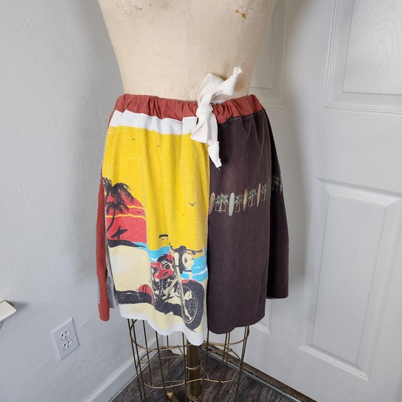 Dresses & Skirts - Upcycled t-shirt skirt‎ Patagonia,  motorcycle theme.  Streetwear. One Size